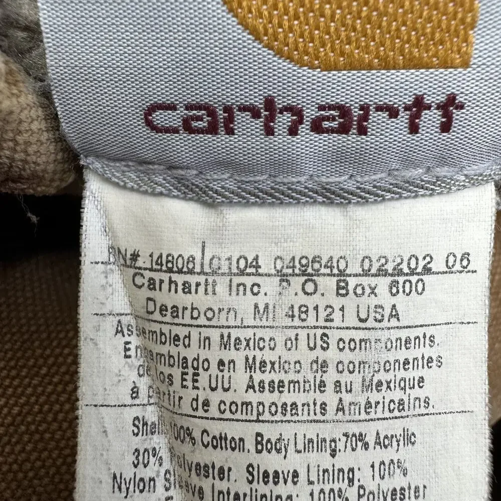 2006 Carhartt 4XL Tall Hooded Jacket Sierra Sherpa Lined J141 Tan BRN Brown Mens